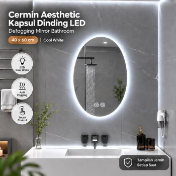 VEN Cermin Aesthetic Kapsul Dinding LED Defogging Mirror Bathroom 12W - 1066
