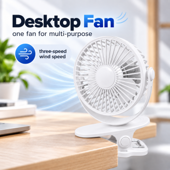 SkiFo Kipas Angin Klip 3 Speed Rechargeable Clip Fan 360 Degree 8W - R-8
