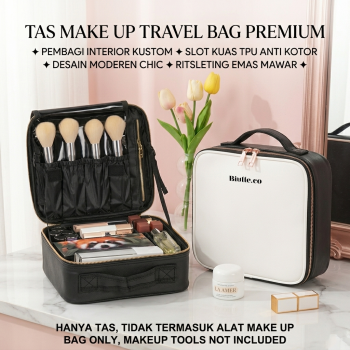 Biutte.co Tas Make Up Kosmetik PU Leather Portable with Brush Slot - F111