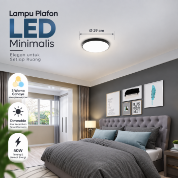 SEMQIU Lampu Plafon LED Minimalis Nordic Dimmable 3 Color 40W - Black