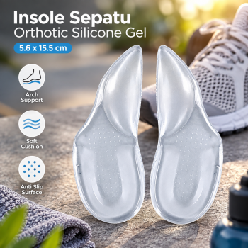 Gambar produk SIKETU Insole Sepatu Orthotic Arch Support Silicone Gel 5.6x15.5cm - FGGS