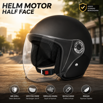 Heabety Helm Motor Half Face Sport Anti Fog Visor Motocycle Helmet - A560