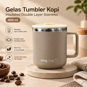 ATORSE Gelas Tumbler Kopi Insulated Double Layer Stainless 400ml - BC150