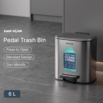 TaffHOME Tempat Sampah Injak Foot Pedal Trash Bin Stainless Steel - M50