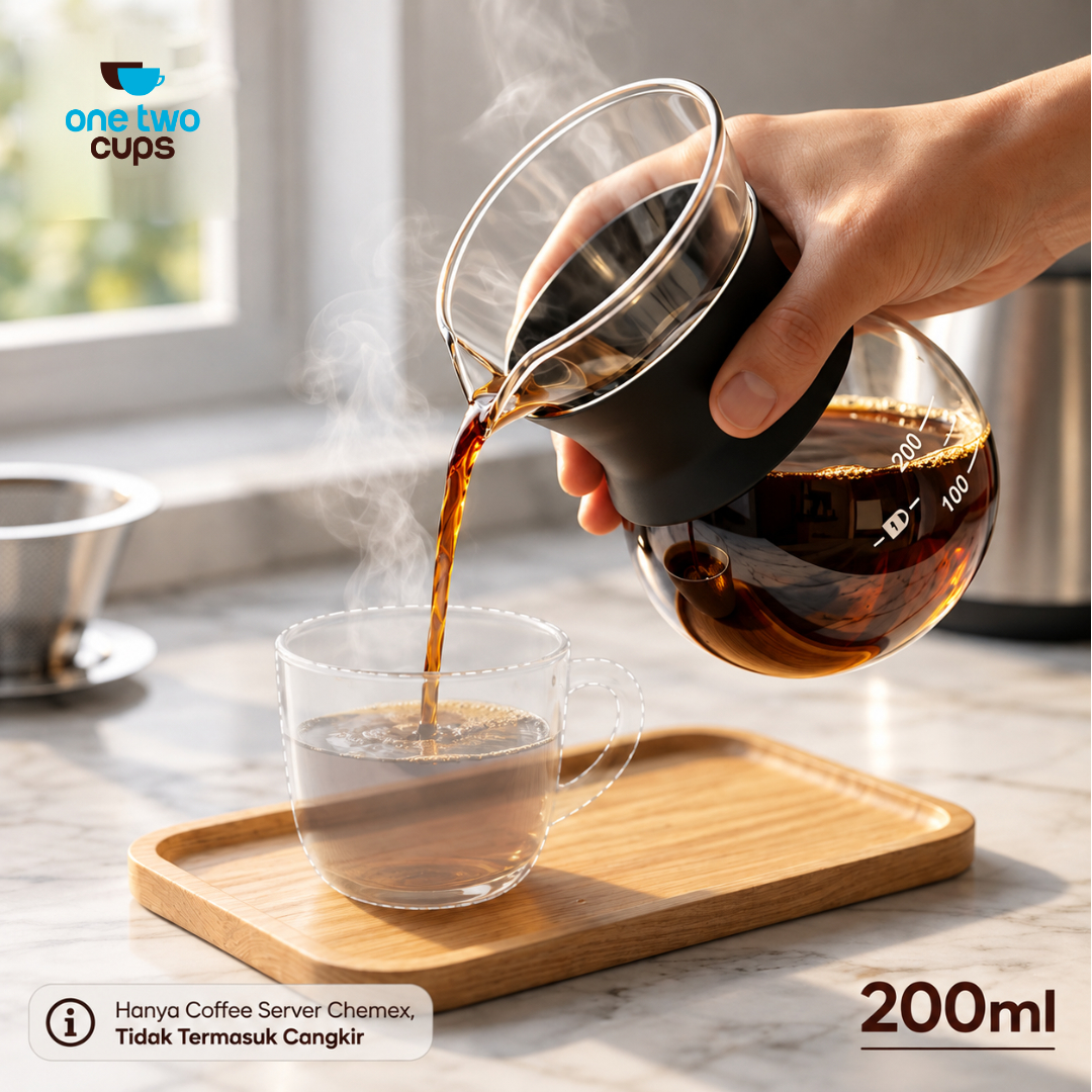 Gambar produk One Two Cups Coffee Server Chemex Drip Pour Over Borosilicate Glass 200ml - SE111 - Utama