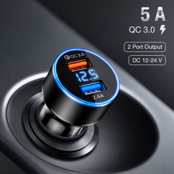 Leeioo Car Charger Mobil Fast Charging QC 3.0 LED Dual USB Port 2.4A - LE001