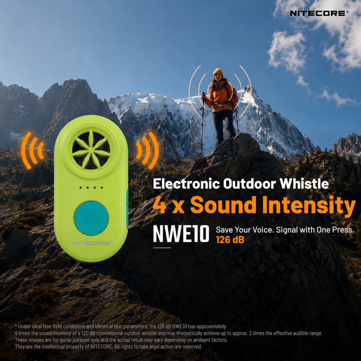 Gambar produk NITECORE Peluit Darurat Elektrik Outdoor Whistle 126dB 300mAh IPX7 - NWE10 - Utama