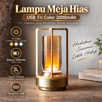 Leroxo Lampu Meja Hias Touch LED USB Rechargeable 3 Color 2000mAh - TD005