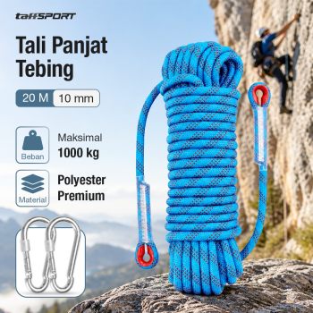 Gambar produk TaffSPORT Tali Paracord Panjat Tebing Climbing Rope Steel Buckle 10mm Panjang 20M - 24KN