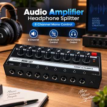 TaffSTUDIO Audio Amplifier Headphone Splitter 8 Channel Mono Control - HA800S