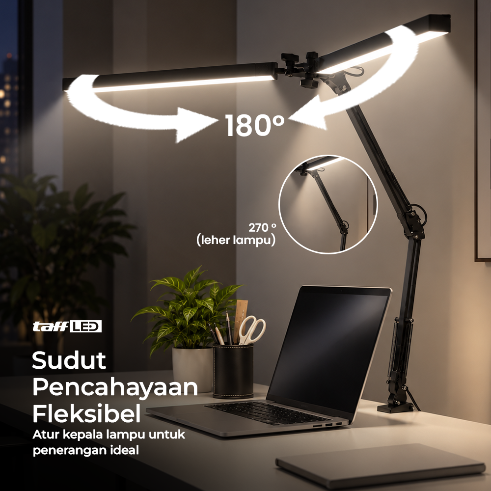 Gambar produk TaffLED Lampu Meja Belajar LED DoubleHeadMemory 3 Color 3000-6500K - ZN14 - 3