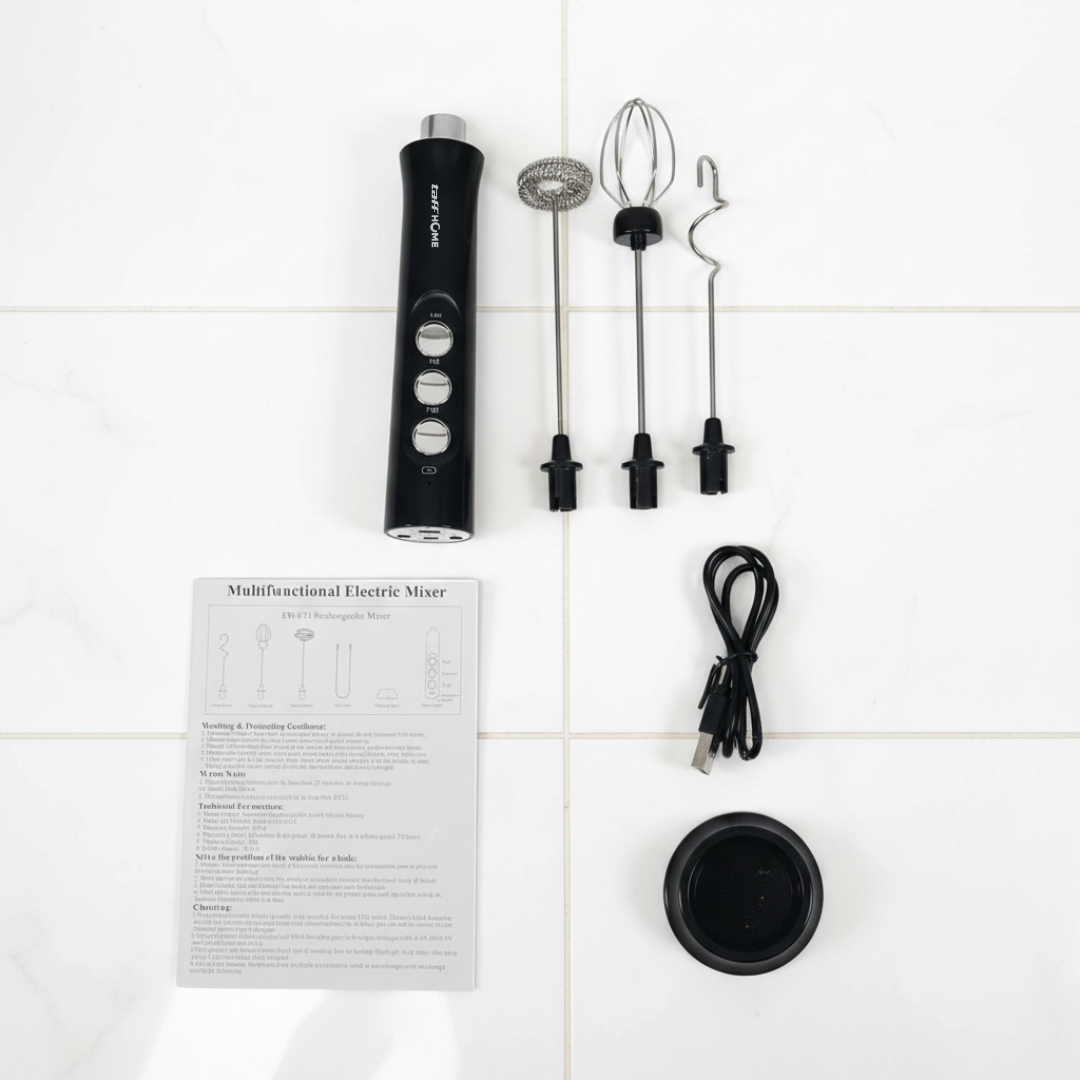 Gambar produk TaffHOME Hand Mixer Mini 3in1 Whisk Beater Milk Frother USB Charge - EW-071 - 8