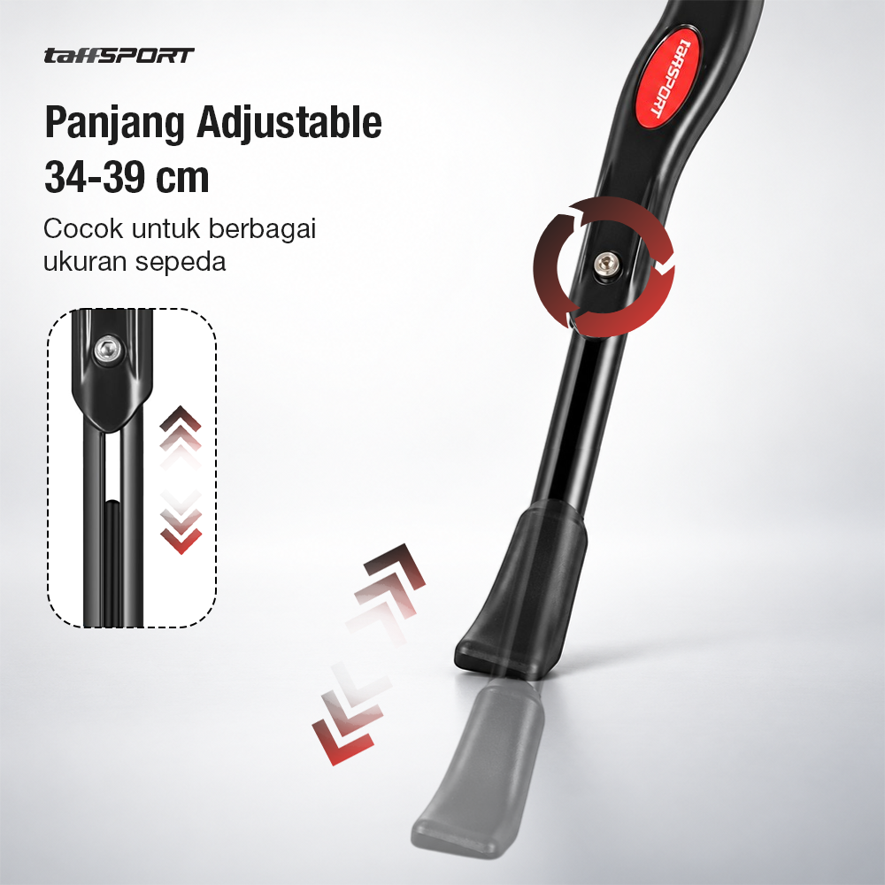 Gambar produk TaffSPORT Standar Sepeda Samping Adjustable Bike Kickstand 34-39cm - Z50 - 1