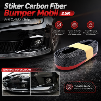 Gambar produk SAMURAI Stiker Carbon Fiber Anti Collision Strip Bumper Mobil 2.5M - TY354