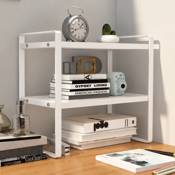 AOLIVIYA Rak Buku Minimalis DIY Table Bookshelf Organizer Double Layer - AO40