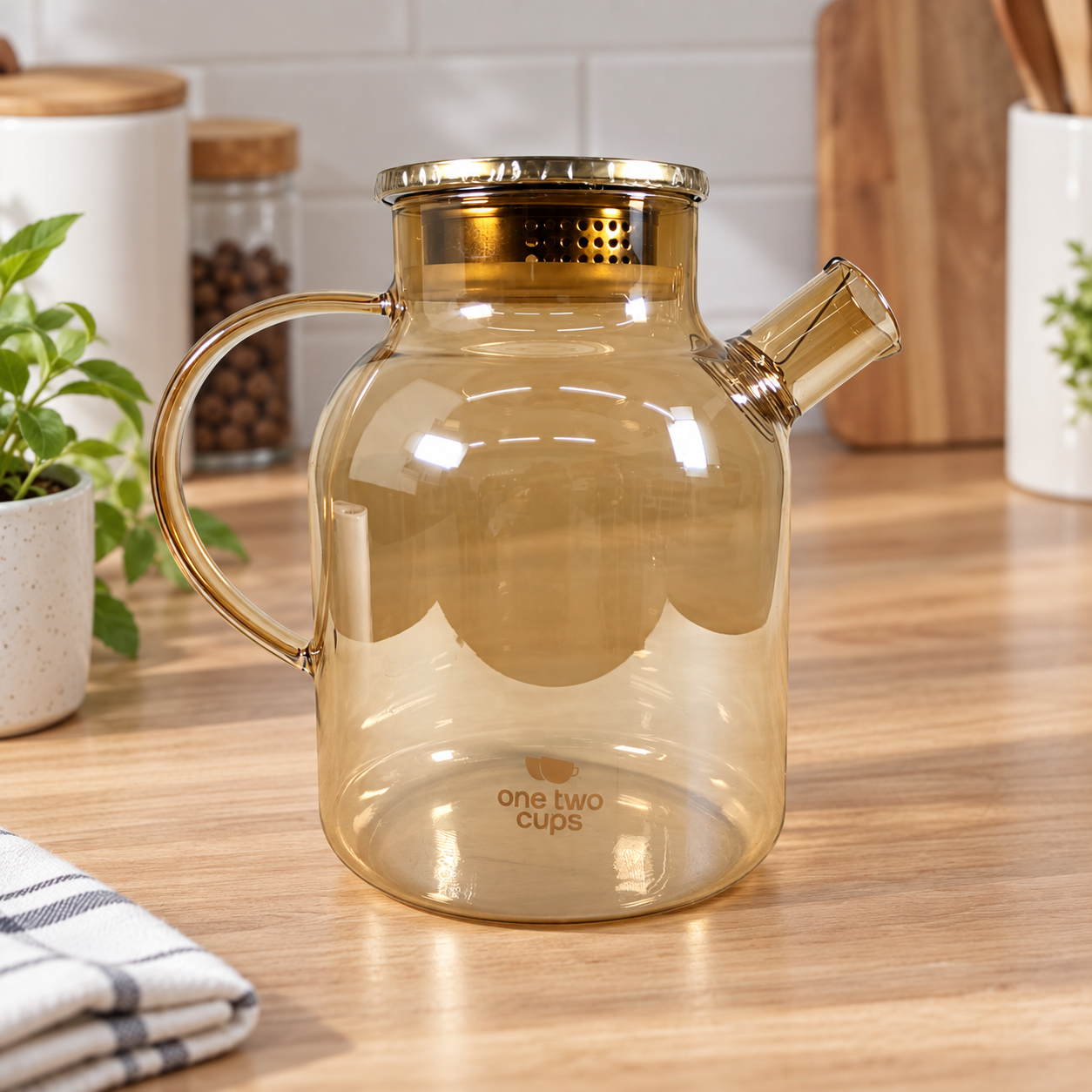Gambar produk One Two Cups Teko Teh Kaca Tahan Panas Api Borosilicate Glass Teapot 1.8L - TK13 - 7