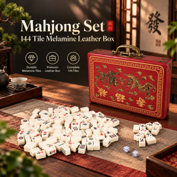 Gambar produk TUOZ Mahjong Set Portable Melamine Dice Tile Leather Box 144 Tile - 31BE