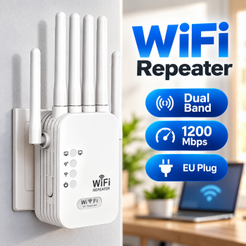 Gambar produk KEBIDU WiFi Repeater Signal Booster Dual Band 1200Mbps EU Plug - 7620