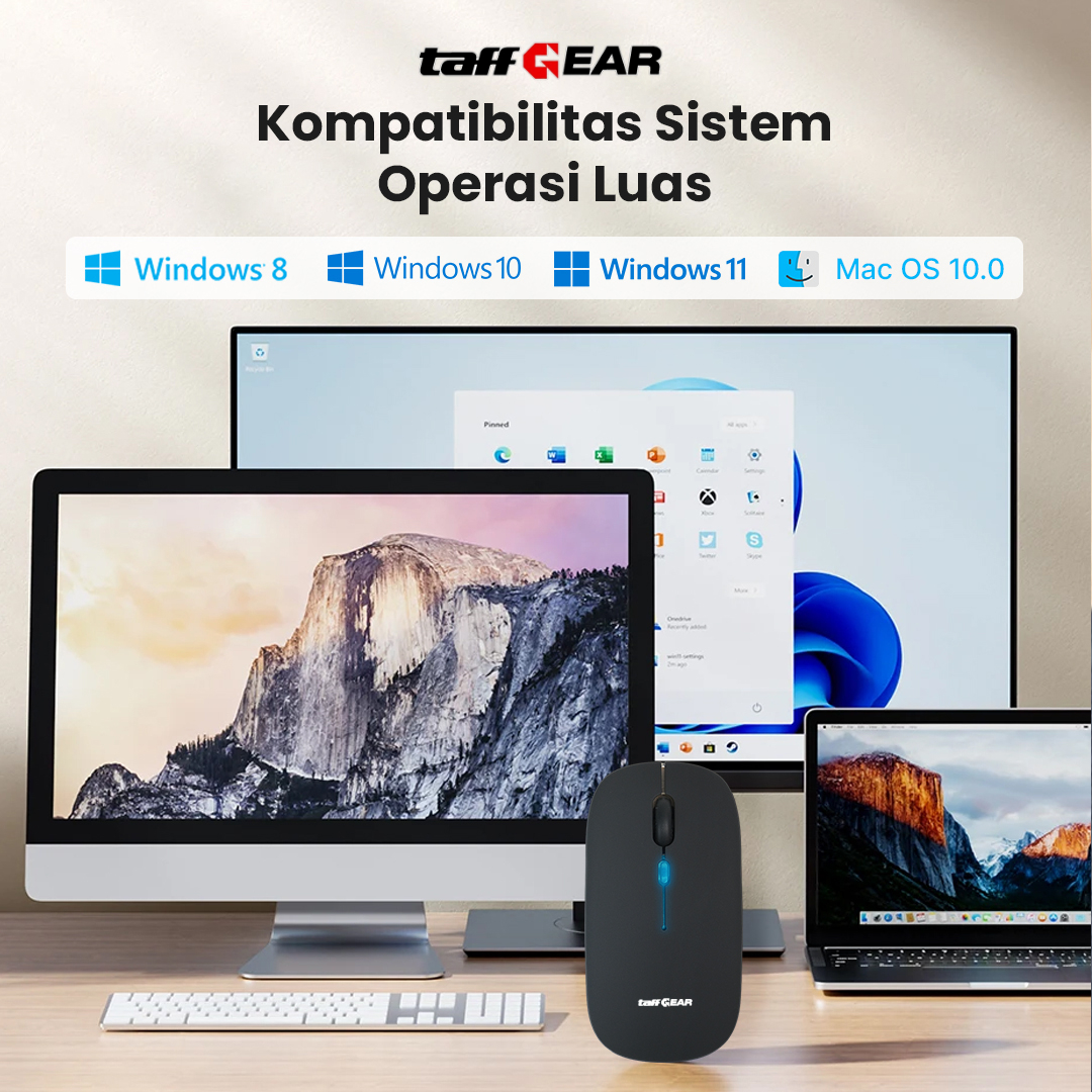 Gambar produk TaffGEAR Mouse Wireless Bluetooth Optical 2.4GHz Silent Click 1600DPI - DC001 - 5