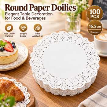Doil Doilies Paper Round Kertas Alas Roti Renda Food Grade 36g 100 PCS - BK-25