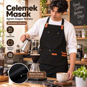 Gambar produk Bulc Celemek Masak Apron Dapur Barista Kantong Depan Adjustable Strap Canvas - JJ50