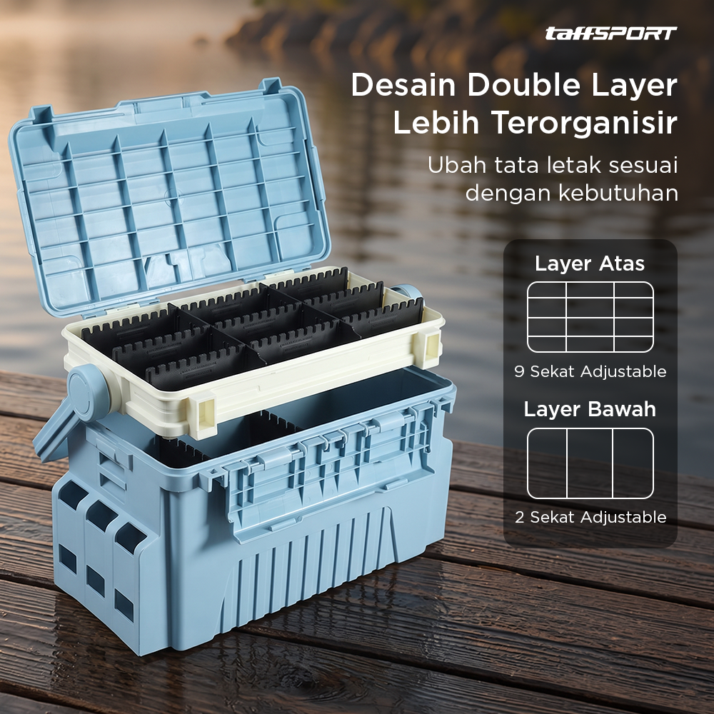 Gambar produk TaffSPORT Kotak Perkakas Pancing Fishing Tackle Box Double Layer 12L - JF-31 - 1