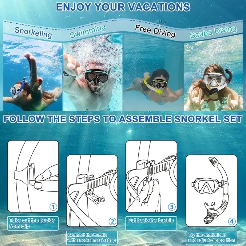 Gambar produk SUNDIVE Kacamata Selam Scuba Diving Snorkeling Tempered Glass Mask - M30 - 7