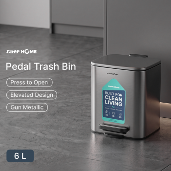 TaffHOME Tempat Sampah Injak Foot Pedal Trash Bin Stainless Steel - M45