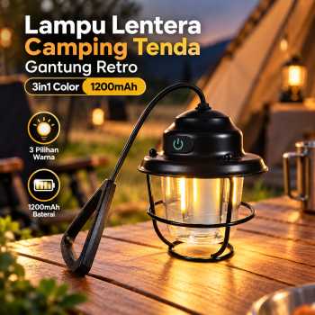 Htomaza Lampu Lentera Camping Tenda Gantung Retro 3in1 Color 1200mAh - TM-989