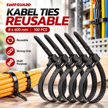 Gambar produk TaffGUARD Kabel Ties Zip Cable Organizer Reusable 8x400mm 100 PCS - NL816