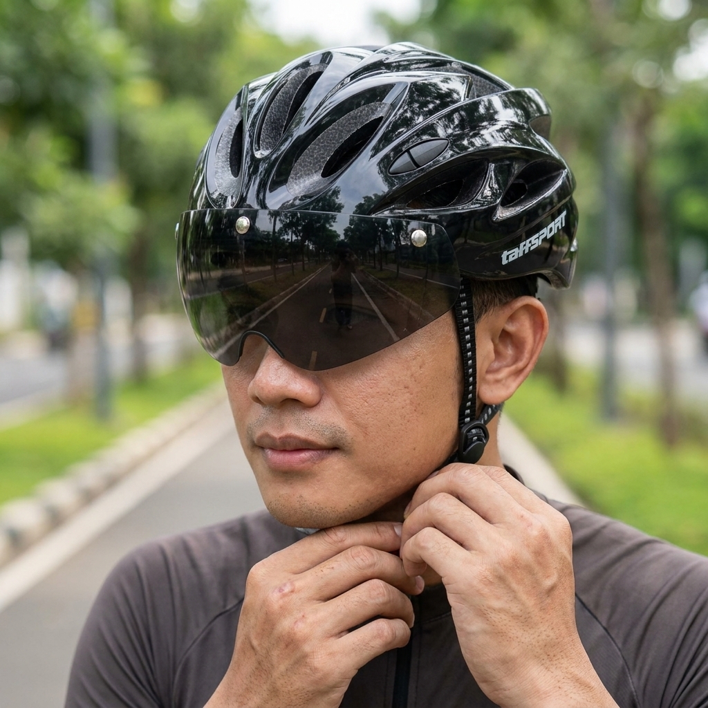 Gambar produk TaffSPORT Helm Sepeda Road Bike Visor Bicycle Helmet 19 Vent - A01-B - 4