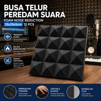 Gambar produk JROD Busa Telur Peredam Suara Foam Noise Reduction 25x25x5cm 12 PCS - SFS1