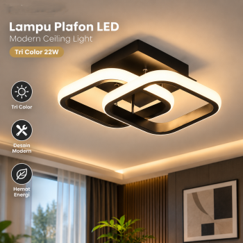 TaffLED Lampu Plafon LED Minimalis Modern Ceiling Light Tri Color 22W - Black