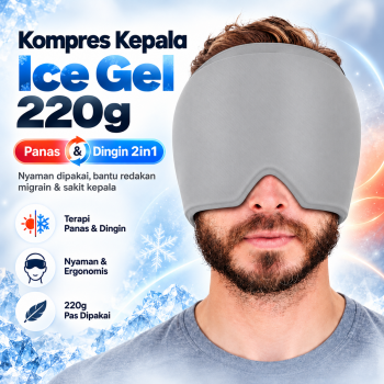 RMS Kompres Kepala Migrain Panas Dingin 2in1 Gel Ice Headband 220g - Gray