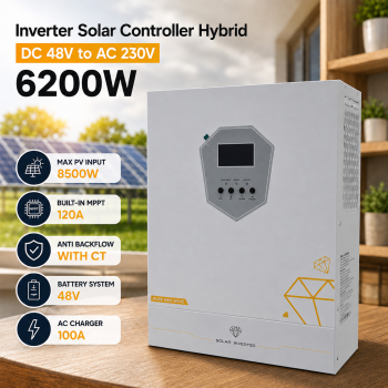 Gambar produk Sun Inverter Solar Controller Hybrid DC 48V to AC 230V 6200W - QD6248MHG