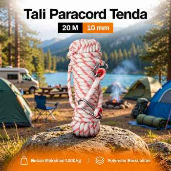 Gambar produk Tali Paracord Panjat Tebing Tenda Outdoor Rope Steel Buckle 10mm 20M - SC12
