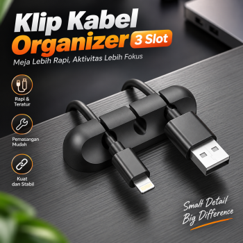 Gambar produk TaffGEAR Klip Kabel Adhesive Organizer Silicone Cable Clip 3 Slot - KR-8006