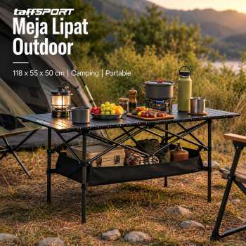 Gambar produk TaffSPORT Meja Lipat Outdoor Piknik Camping Portable Table 118x55x50cm - TX120