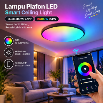 TaffLED Lampu Plafon LED Ceiling Light Bluetooth WiFi APP RGBCW 24W - PF05