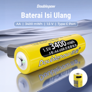 Doublepow Baterai Isi Ulang AA Rechargeable Type C 3400mWh 1.5V 1 PCS - DP-3000