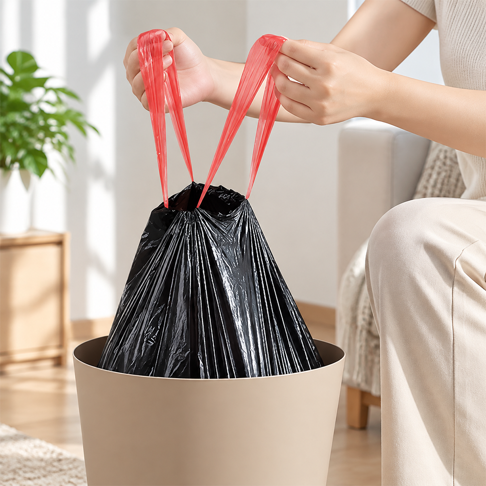 Gambar produk TRASU Kantong Plastik Sampah Tali Drawstring Trash Bag 45x50cm 75 PCS - TR-75 - 7