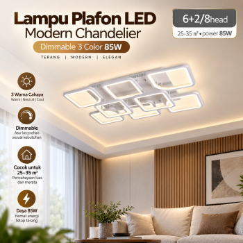 IRALAN Lampu Plafon LED Modern Chandelier Dimmable 3 Color 85W - 8626