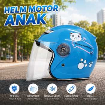 Nuoman Helm Anak Half Face Sport Long Visor Motocycle Kids Helmet - 523