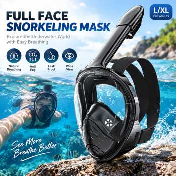 Qing Kacamata Selam Snorkeling Anti Fog Camera Mount Diving Mask L/XL - M2078G