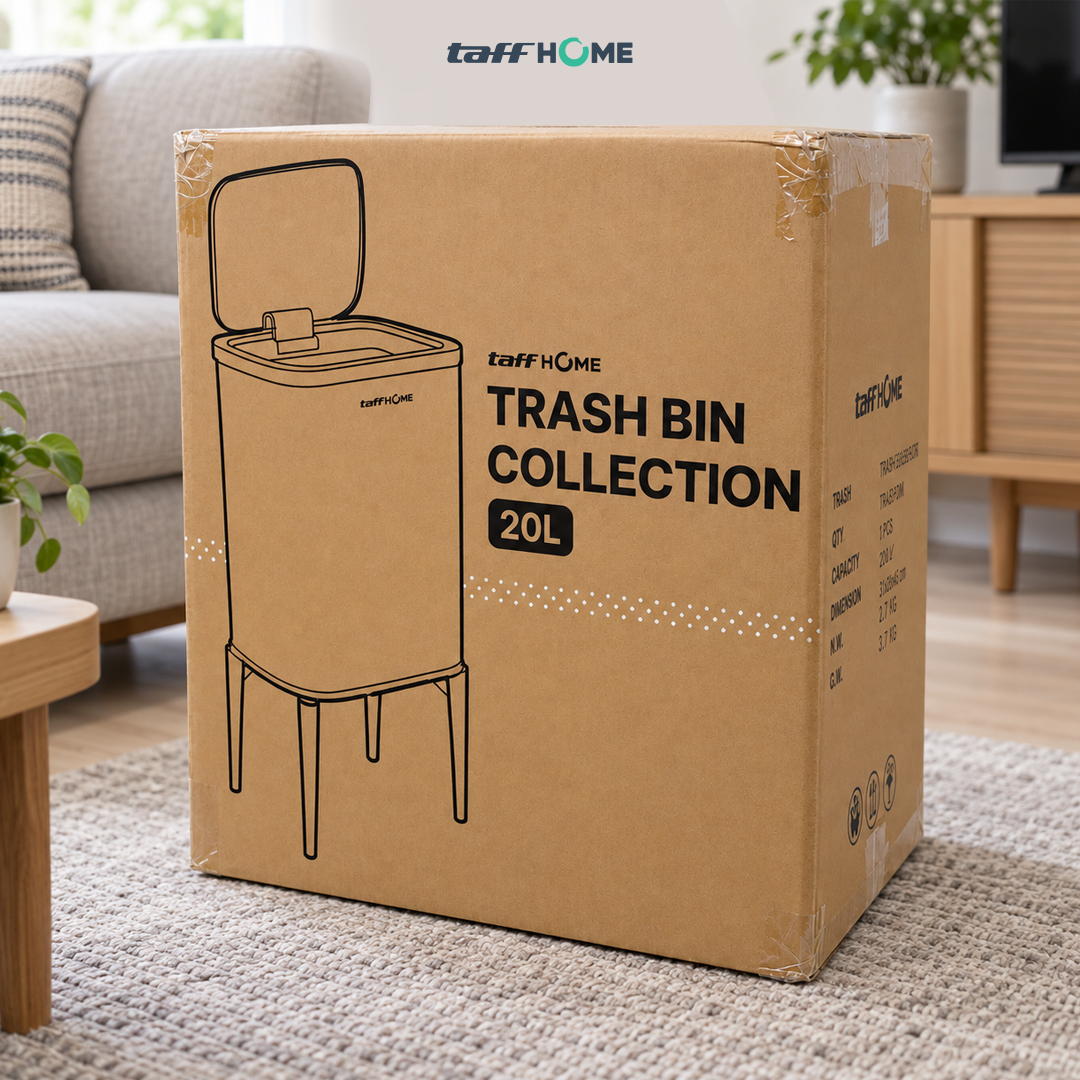 Gambar produk TaffHOME Tempat Sampah Tekan Press Trash Bin Quick Opening with Legs 20L - T40 - Kemasan