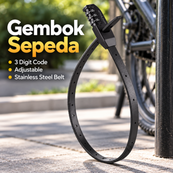 Gambar produk ESLNF Gembok Sepeda Multifungsi Kunci Angka 3 Digit Adjustable Zip Tie - Z0-2