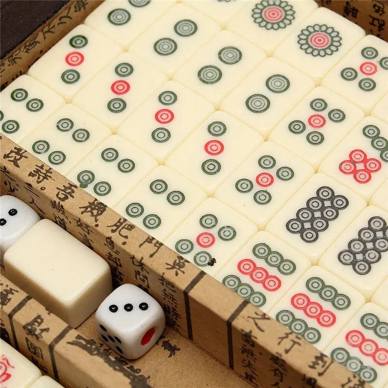 Gambar produk TUOZ Mahjong Set Portable Melamine Dice Tile Leather Box 20mm 144 Tile - 31BE - 5