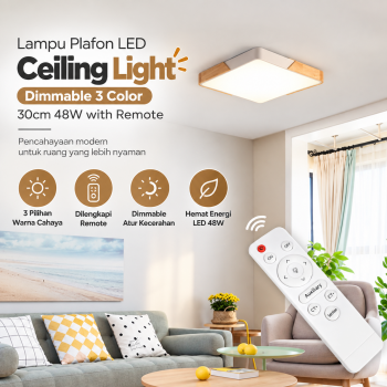 FEDIMA Lampu Plafon LED Minimalis Nordic Dimmable Remote 3 Color 48W - White