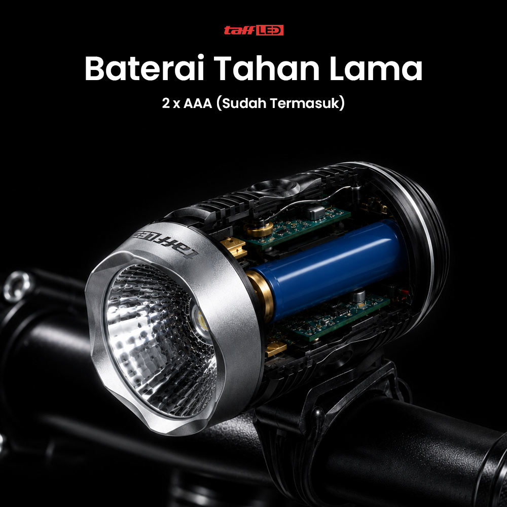 Gambar produk TaffLED Lampu Depan Sepeda LED XML-Q5 Waterproof CR2032 500 Lumens - ZHA14 - 4