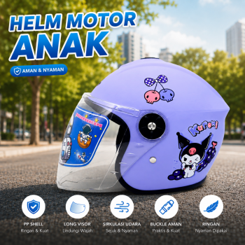 Gambar produk NYQO Helm Anak Half Face Sport Long Visor Motocycle Kids Helmet Kuromi - H520